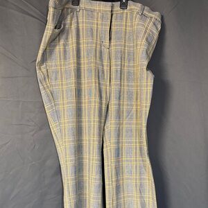 Express Gray and Yellow Plaid Women's Flare Pants